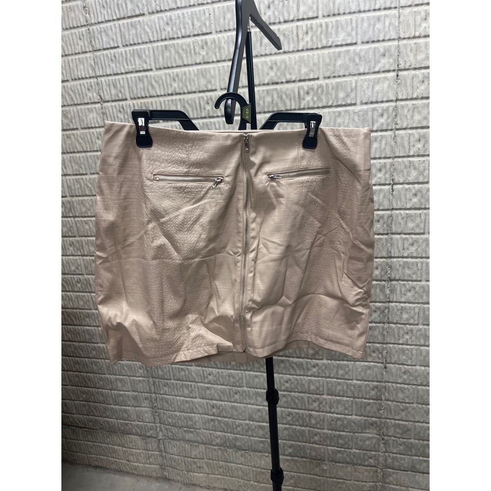 Cupshe Beige‎ Faux Leather Croc Embossed Mini Skirt XL CAA02B4K034DD